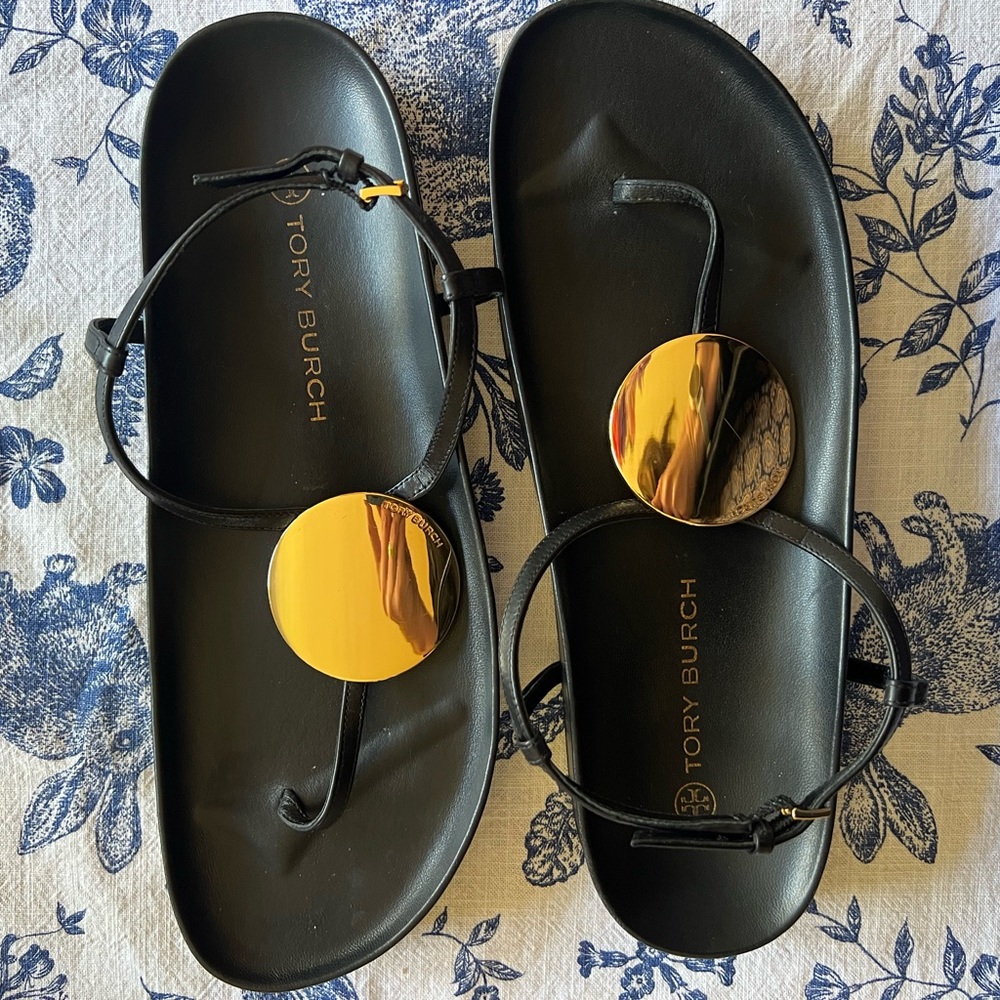 Tory Burch Patos Leather Thong Footbed Sandal